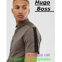 HUGO Empson-Wカーキ色の半袖シャツ iwgoods.com:z8fwyq-1