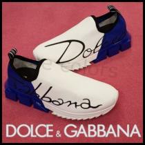 DOLCE&Gabbana ブランドコピー ドルガバ 19AW Sorrento ロゴ スリッポン *青&白 iwgoods.com:igo5vw-1