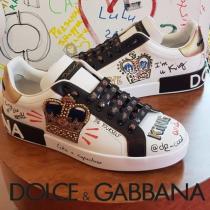 DOLCE&Gabbana 激安コピー ドルガバ 19SS Portofino 王冠パッチ スニーカー iwgoods.com:y3crxo-1
