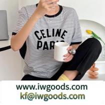 CELINE セリーヌ Tシャツ通販 ストライプ コットン ジャージー ユニセックスに使える 2色可選 VIPセール! iwgoods.com fG9zGz