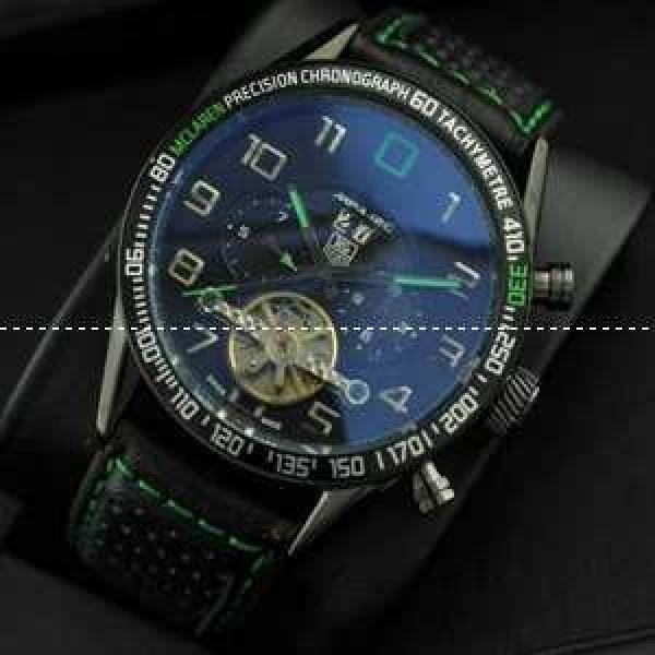 自動巻き タグホイヤー【TAG HEUER】 メンズ腕時計 Tourbillon トゥールビヨン日付表示 レザー 43.15mm 