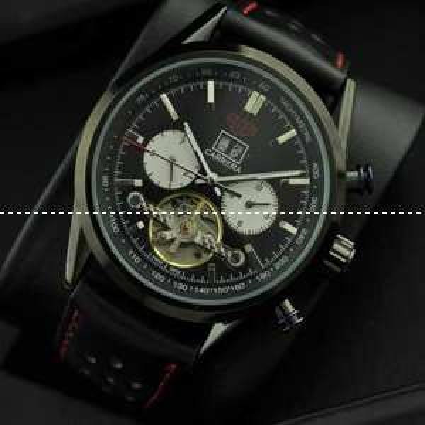 自動巻き Tourbillon タグホイヤー【TAG HEUER】 メンズ腕時計 日付表示 月付表示 レザー 42.90mm 