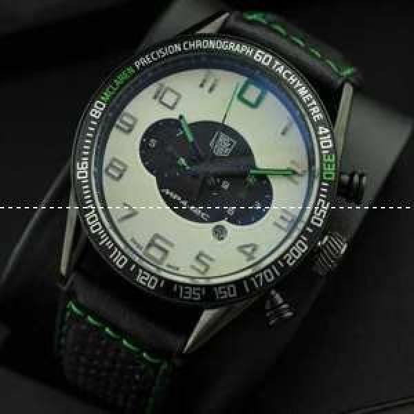 自動巻き 5針 タグホイヤー【TAG HEUER】 メンズ腕時計 日付表示 月付表示 レザー 43.10mm 