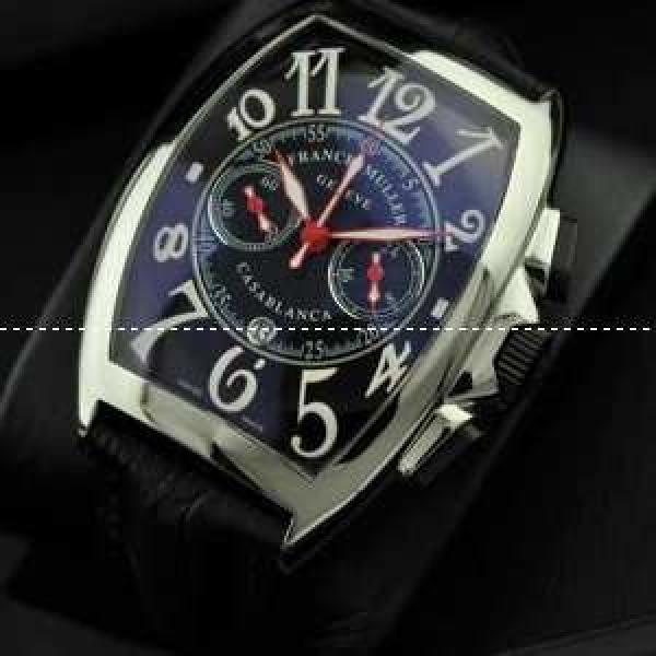 メードインジャパンクオーツ 5針 日付表示 FRANCK MULLER フランクミュラー メンズ腕時計 青文字盤 レザー