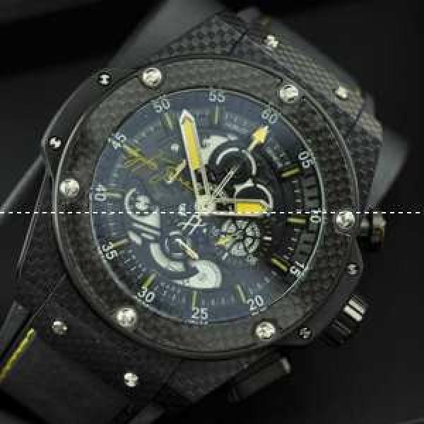 メードインジャパンクオーツ Hublotウブロ メンズ腕時計 5針クロノグラフ 44.8MM ブラック