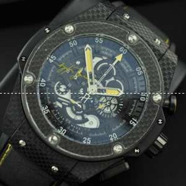 メードインジャパンクオーツ Hublotウブロ メンズ腕時計 5針クロノグラフ 44.8MM ブラック