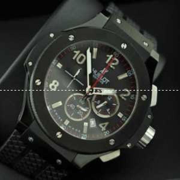 メードインジャパンクオーツ Hublotウブロ メンズ腕時計 6針クロノグラフ 日付表示 45MM ブラック