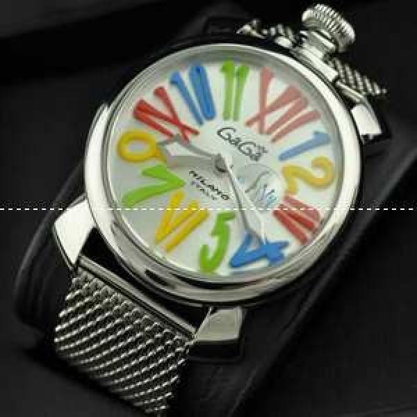 ガガミラノ腕時計 GaGaMILANO 男性用腕時計 メードインジャパンクオーツ マルチカラーインデックス ブラック