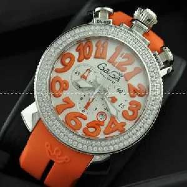 ガガミラノ腕時計[GaGaMILANO時計]( GaGa MILANO 腕時計 ガガ ミラノ 時計 )クロノ ダイヤベゼル オレンジ