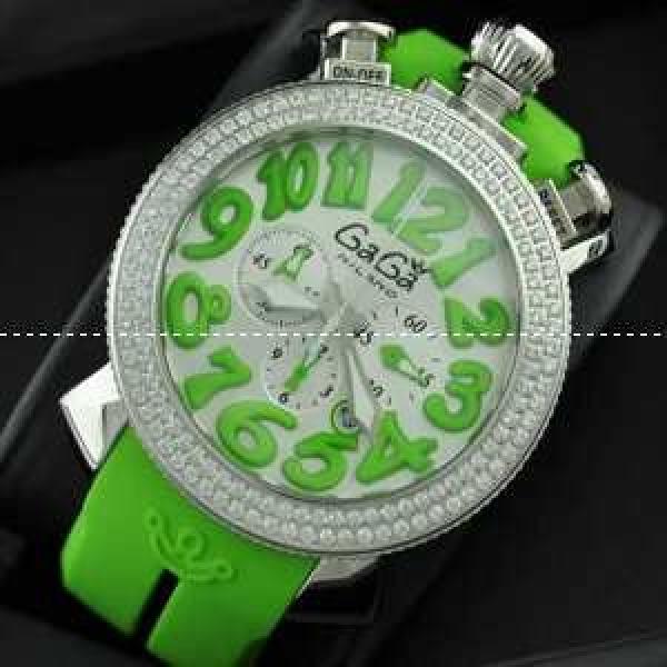 ガガミラノ腕時計[GaGaMILANO時計]( GaGa MILANO 腕時計 ガガ ミラノ 時計 )クロノ ダイヤベゼル　ライトグリーン