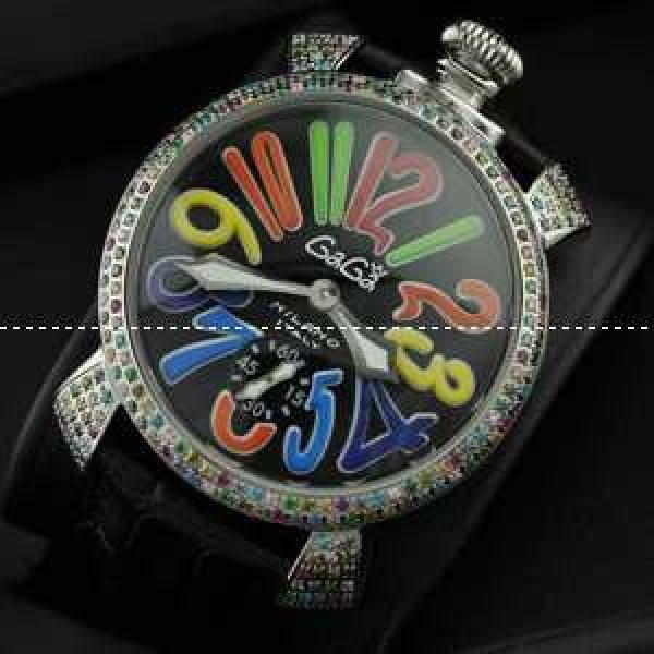 GaGaMILANO ガガミラノ腕時計 自動巻き　2針 マルチカラーインデックス ダイヤベゼル