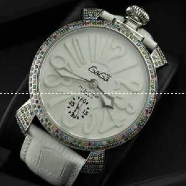 GaGaMILANO ガガミラノ腕時計 自動巻き　2針 ダイヤベゼル ホワイト インデックス
