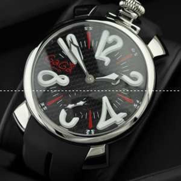 GaGaMILANO ガガ時計 日本産クオーツ ブラック 自動巻き 2針 機械式（手巻き）/夜光効果 男性用腕時計