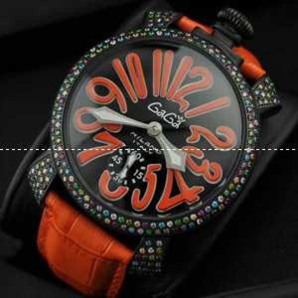 GaGaMILANO ガガミラノ腕時計 ブラック ダイヤベゼル サファイヤクリスタル風防 2針 機械式（手巻き）/夜光効果