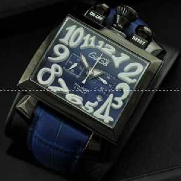 ガガ時計 日本産クオーツ GaGaMILANO 男性用腕時計  5針 クロノグラフ/日付表示/夜光効果 ベルト ブルー