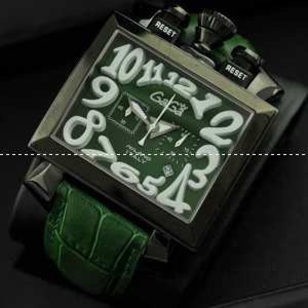 ガガ時計 日本産クオーツ GaGaMILANO 男性用腕時計 46.78X37.5mm 5針 クロノグラフ/日付表示/夜光効果
