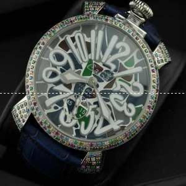 GaGaMILANO ガガミラノ腕時計 2針 機械式（手巻き）/夜光効果 ダイヤベゼル ホワイト ケース