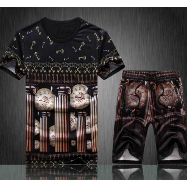 激安 2019 Dolce&Gabbana ドルチェ＆ガッバーナ 半袖Tシャツ 上下セット 2色可選