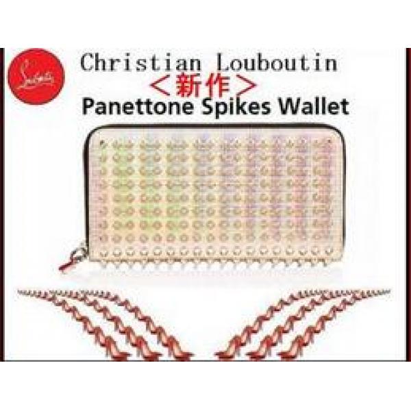 人気の大定番　クリスチャン ルブタン　財布panettone spikes wallet 上品で洗練された長財布 シルバー