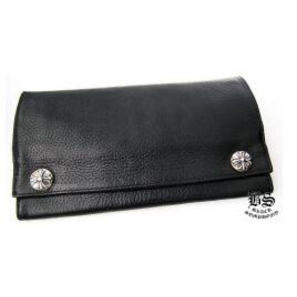 収納性のある　クロムハーツ ロング財布 クロスボタン ブラックレザー　実用的なも良い財布.