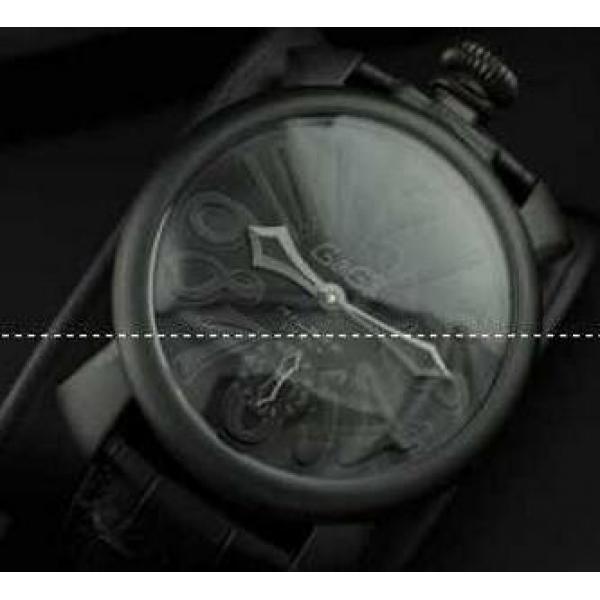 立体感のあるガガミラノ スーパーコピー メードインジャパンクオーツ　ブラック ケース ベルト　視認性が高い腕時計.