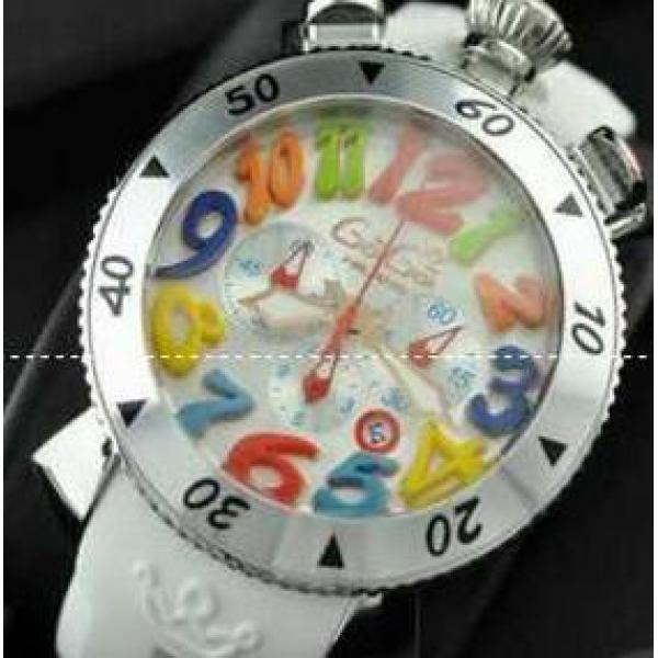 個性的なガガミラノコピー　カジュアルな雰囲気あるラバー マルチカラーインデッ クス デザイン腕時計. 