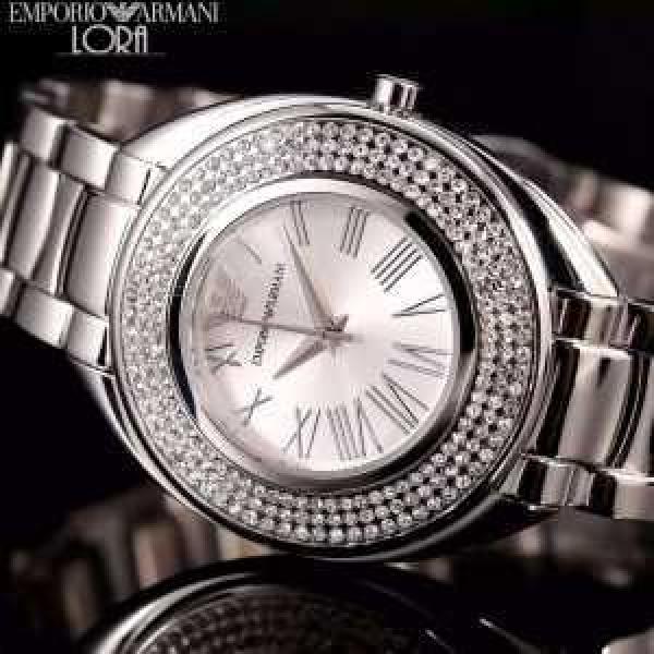 超お買い得！ 2019 ARMANI アルマーニ 人気通販 ミネラルガラス ダイヤベゼル 女性用腕時計