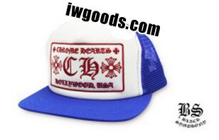 目を引くクロムハーツ トラッカーキャップ CH ブルー ホワイト　人気の高い帽子. www.iwgoods.com