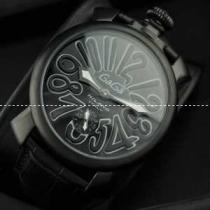 GaGaMILANO ガガミラノ腕時計 2針 機械式（手巻き）/夜光効果　ブラック