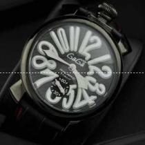 ガガミラノ腕時計 GaGaMILANO ブラック文字盤　白インデックス 手巻 レザー