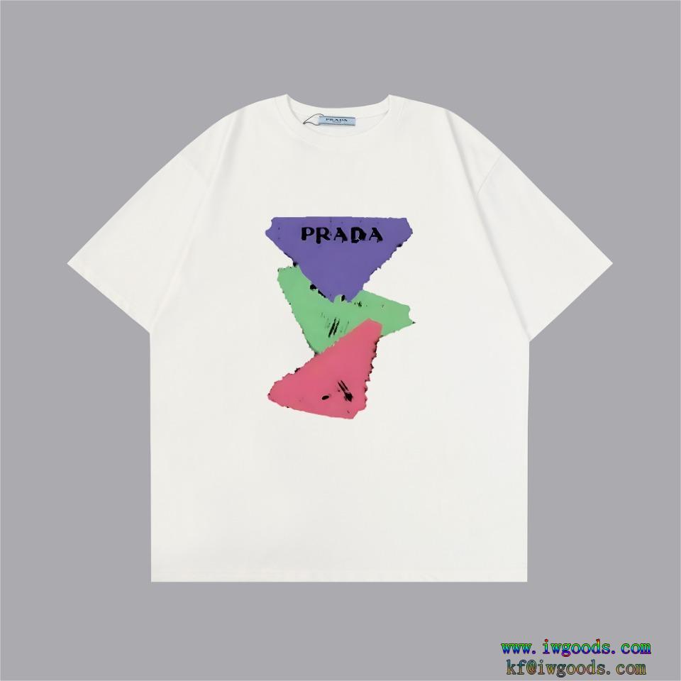ブランド スーパー コピー 通販海外限定全体的に調和のある半袖Tシャツ【ユニセックス】プラダPRADA