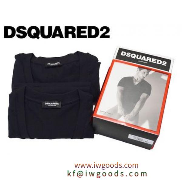 DSQUARED2 激安スーパーコピー ロゴプリントVネックTシャツ2枚セットS 黒【 即発】 iwgoods.com:o48vzm
