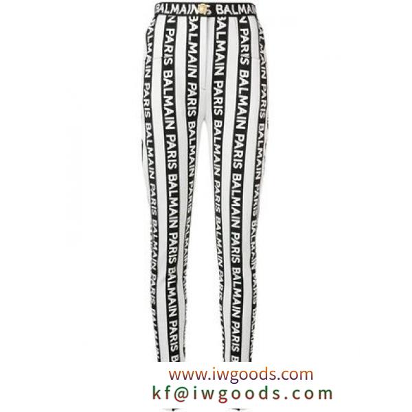 【関税負担】 BALMAIN 激安スーパーコピー Pants Logo Black and White ブランド コピー iwgoods.com:tu3arg