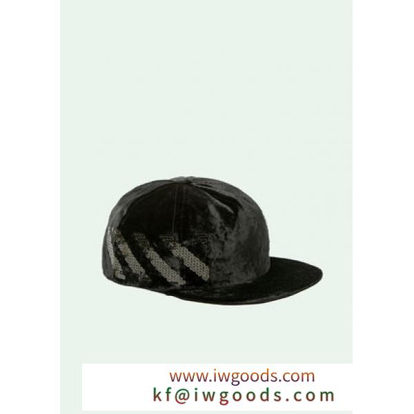 ■ Off-White 偽物 ブランド 販売 ■ DIAG VELVET CAP ベルベット キャップ 黒 iwgoods.com:6qgljq