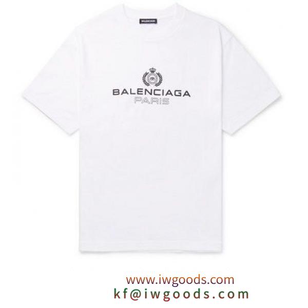 【BALENCIAGA スーパーコピー】ロゴ プリント コットン Tシャツ ホワイト iwgoods.com:fxd3s8