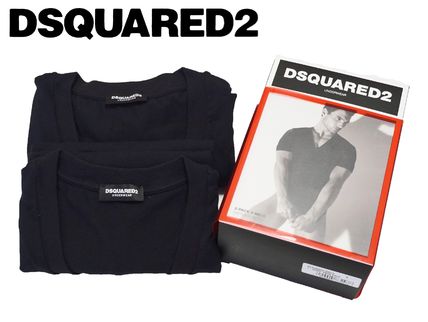 DSQUARED2 激安スーパーコピー ロゴプリントVネックTシャツ2枚セットS 黒【 即発】 iwgoods.com:o48vzm-3