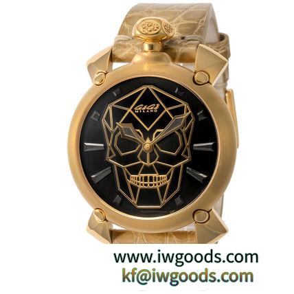 人気！ガガミラノ 激安スーパーコピー  6014.01S 腕時計 スカル ブラック ゴールド iwgoods.com:0nvfx1-3
