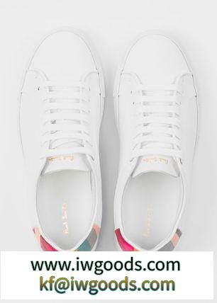 Paul Smith コピー商品 通販★White ブランドコピー Leather 'Basso'Trainers With 'Swirl' Trims iwgoods.com:zb8jr0-3