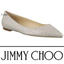 即完売【Jimmy CHOO コピー商品 通販】ROMY ホワイト グリッターフラットシューズ iwgoods.com:tda4dy-1