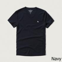 即発可!Abercrombieアバクロ ムース刺繍 Vネック Tシャツ / Navy...