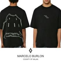 MARCELO Burlon 偽物 ブランド 販売  バック ビッグプリント Tシャツ ブラック iwgoods.com:952qaz-1